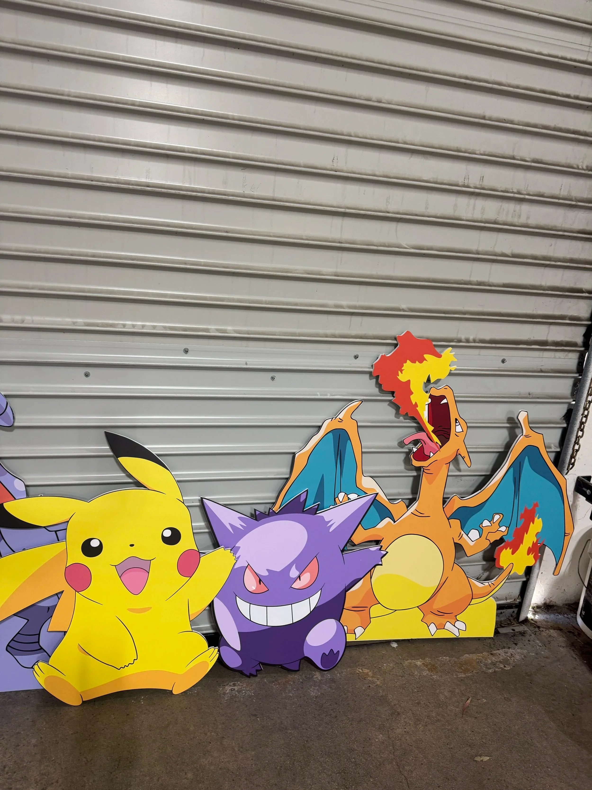 Pokemon cutouts lined up outside the studio